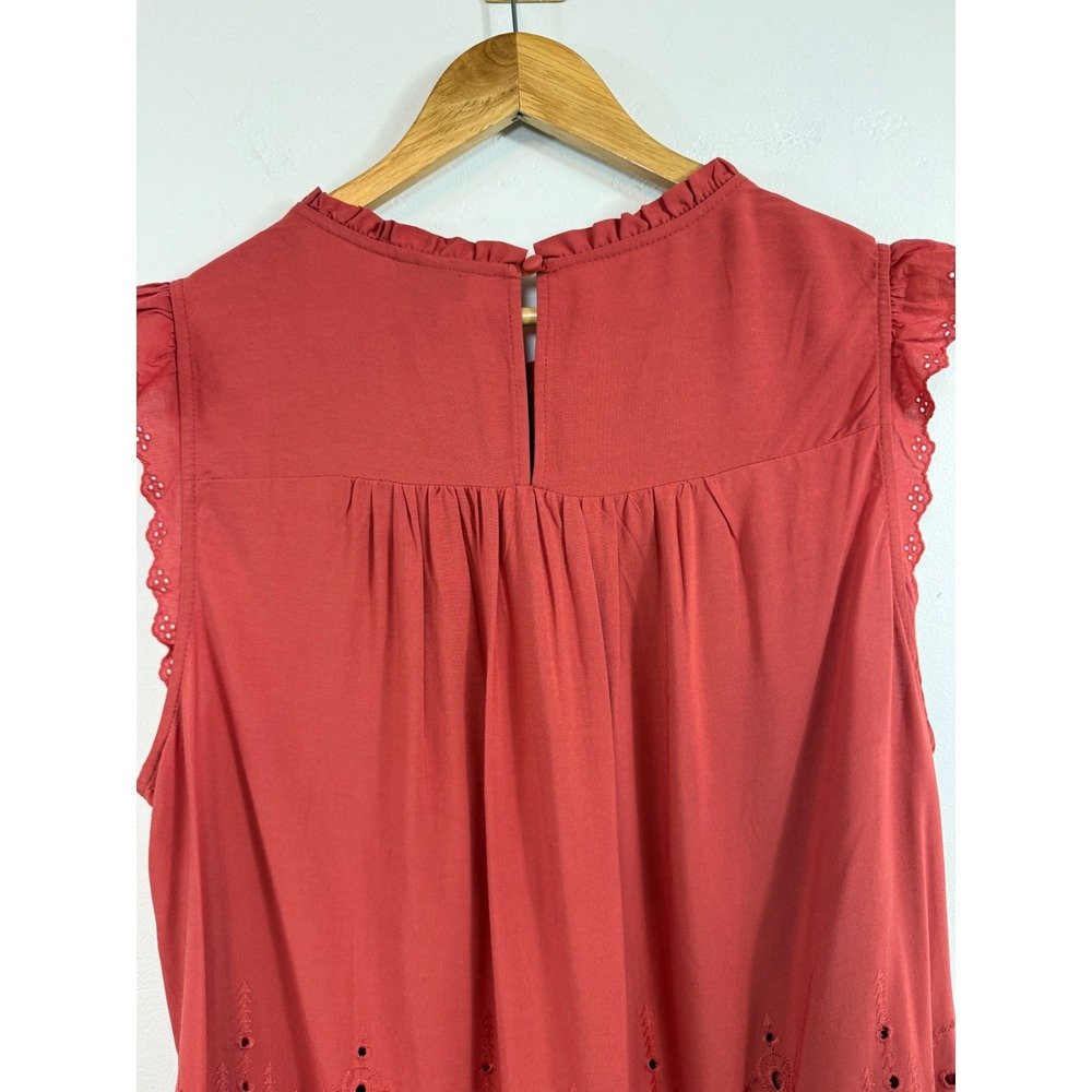Torrid Lace Eyelet Blouse Sleeveless Top Rust Red Boho Cottagecore Plus Size 1X - Picture 5 of 11